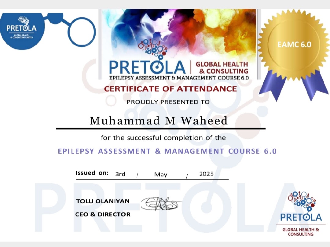 Epilepsy assessment course certificate