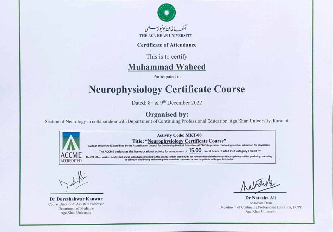 Neurophysiology certificate course